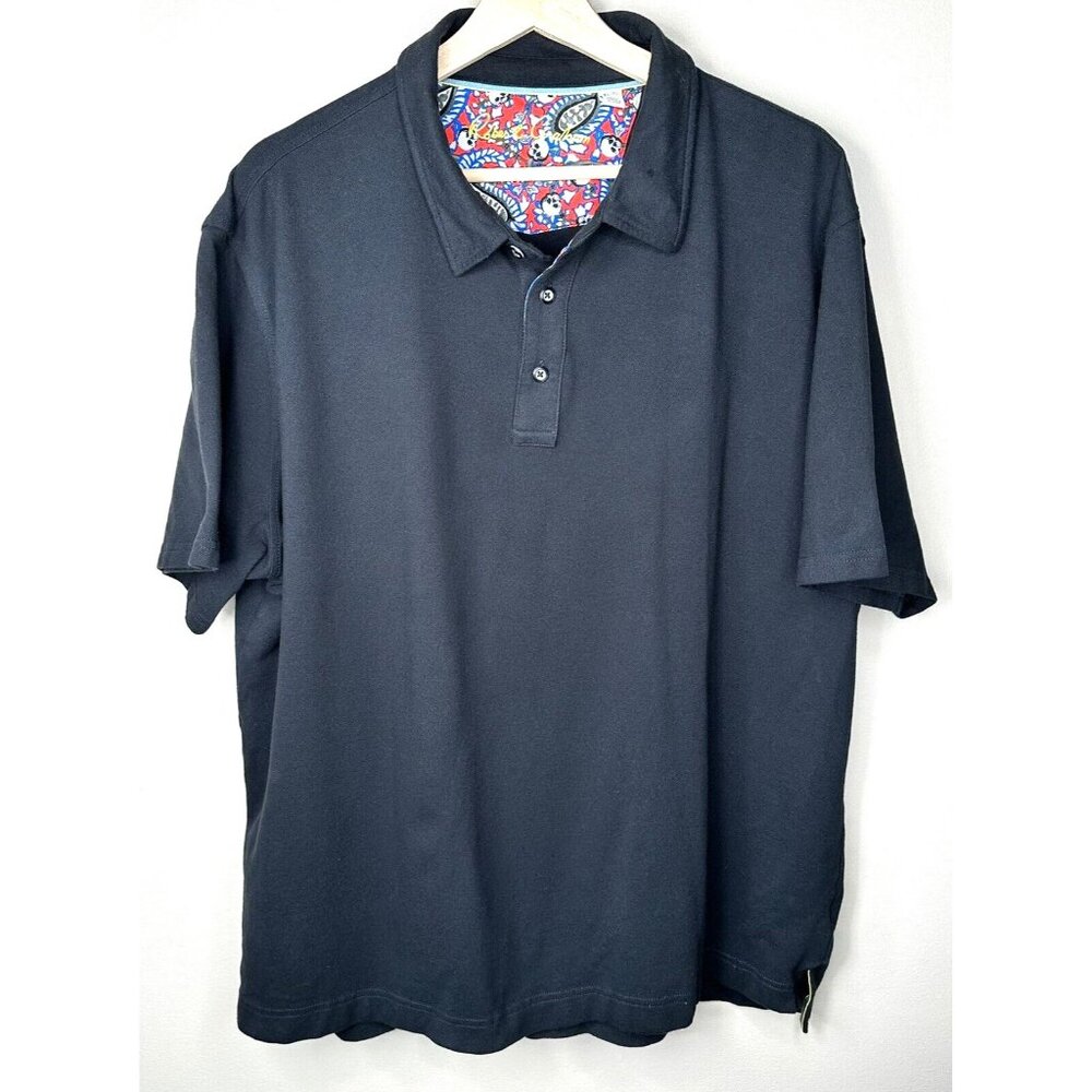 Robert Graham Mens Shirt Polo Preppy Golf Skulls Pattern Placket Black Size XL